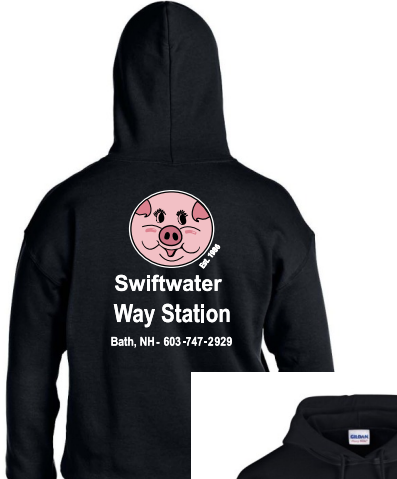Swiftwater Way Station black hoodie with pig logo